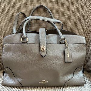 COACH Authentic Mercer Satchel in Gray Grain Leather